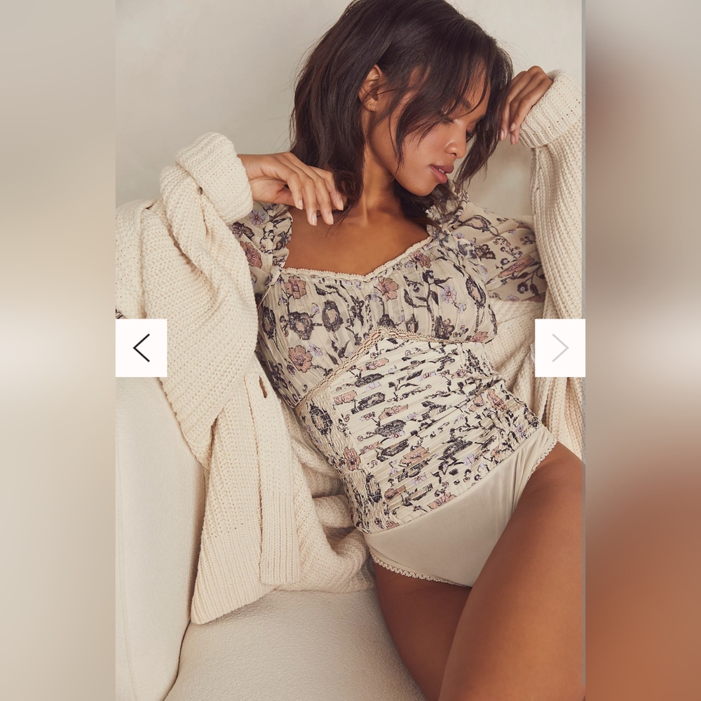 NWOT Free People Brunch Date Bodysuit in Cream, Size XS - Picture 3 of 13